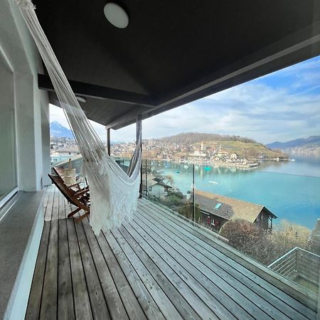 Wohnung Mit Grossartiger Seesicht Und Balkon Spiez Zewnętrze zdjęcie