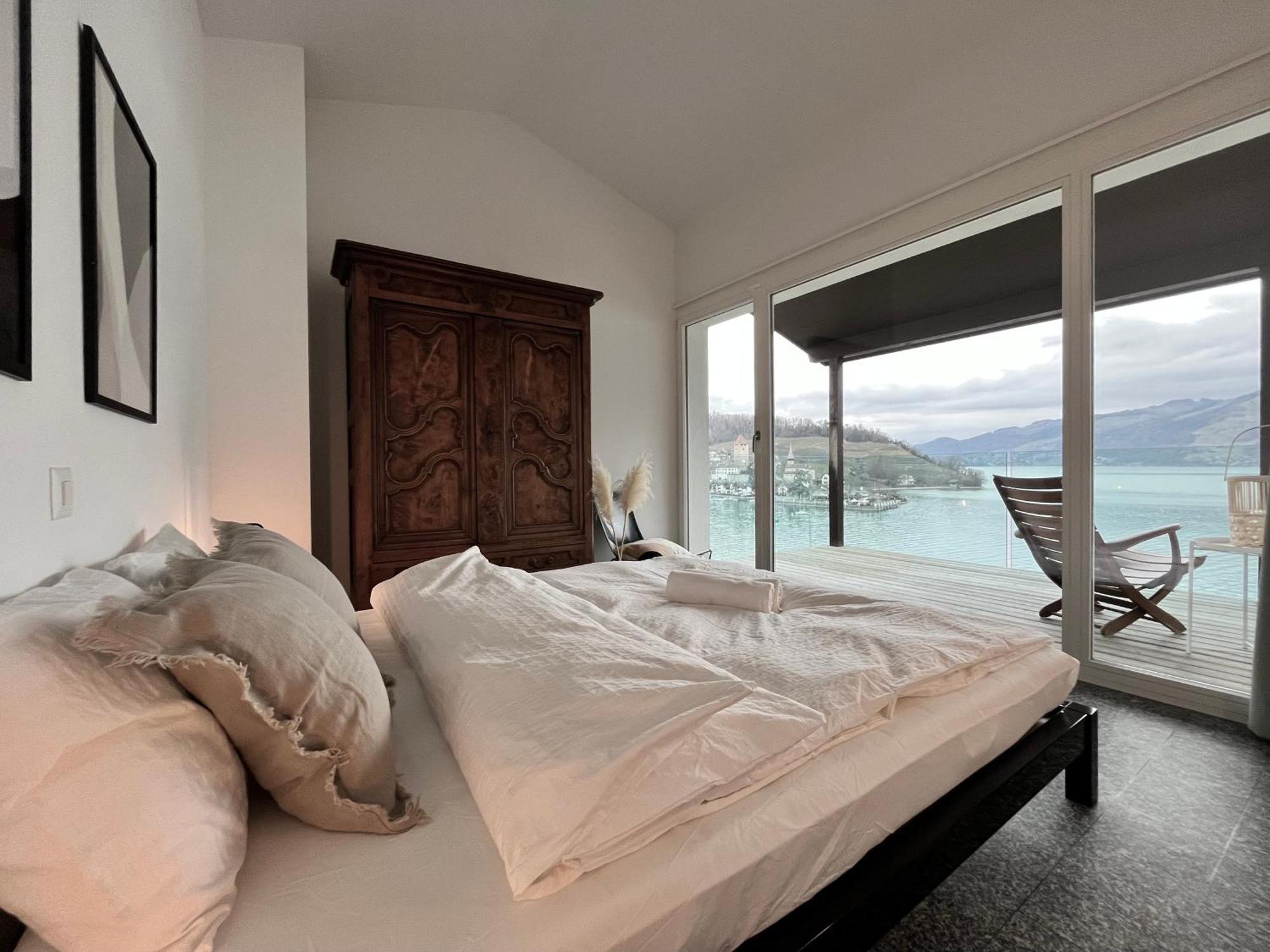 Wohnung Mit Grossartiger Seesicht Und Balkon Spiez Zewnętrze zdjęcie