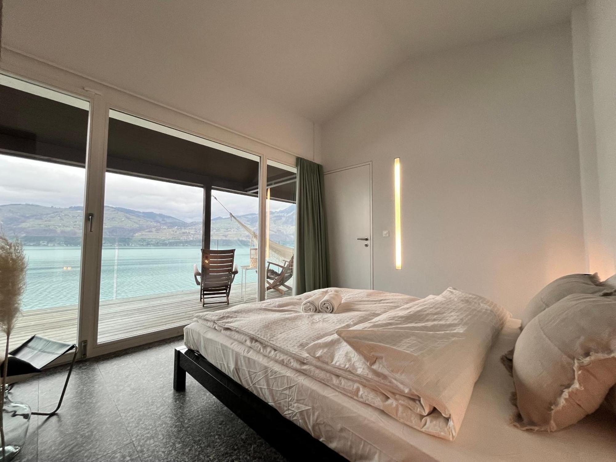 Wohnung Mit Grossartiger Seesicht Und Balkon Spiez Zewnętrze zdjęcie