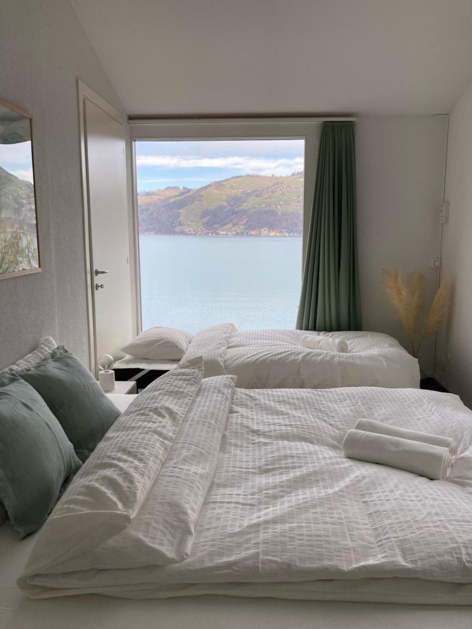 Wohnung Mit Grossartiger Seesicht Und Balkon Spiez Zewnętrze zdjęcie