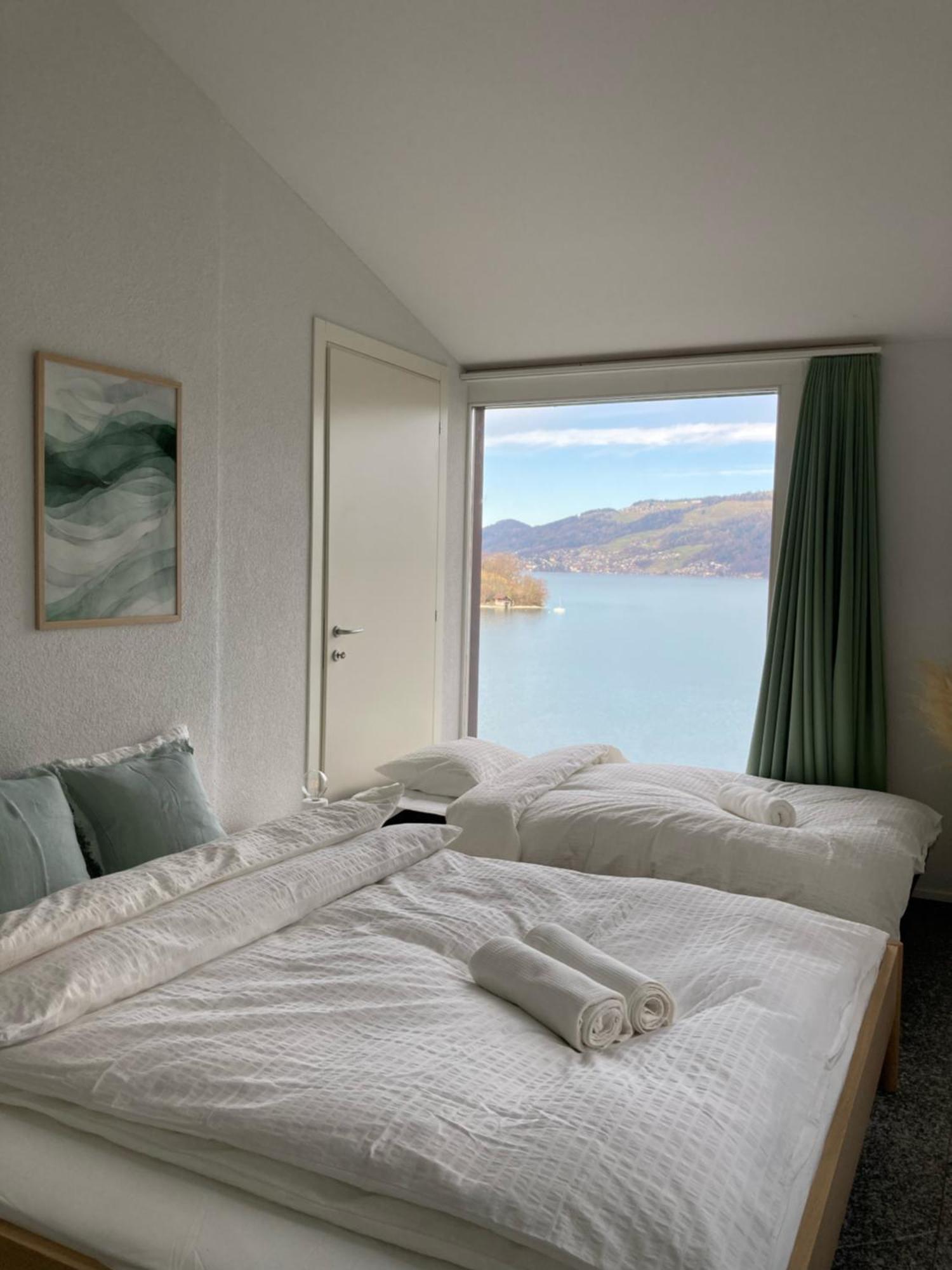 Wohnung Mit Grossartiger Seesicht Und Balkon Spiez Zewnętrze zdjęcie