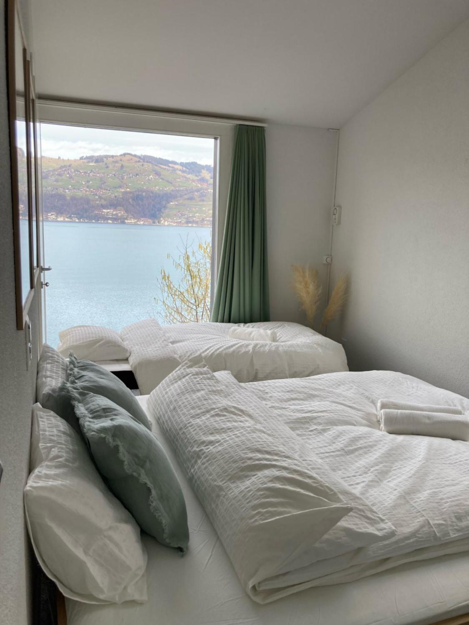 Wohnung Mit Grossartiger Seesicht Und Balkon Spiez Zewnętrze zdjęcie
