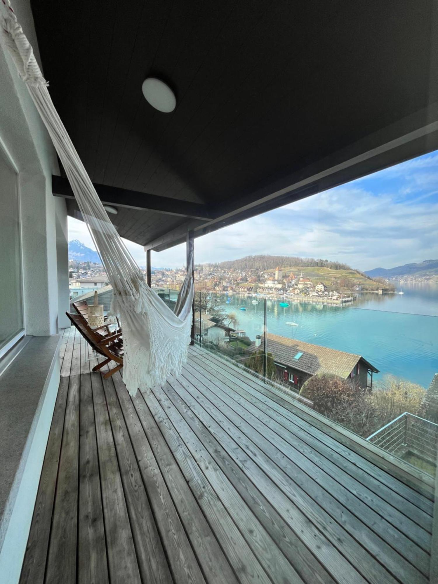 Wohnung Mit Grossartiger Seesicht Und Balkon Spiez Zewnętrze zdjęcie
